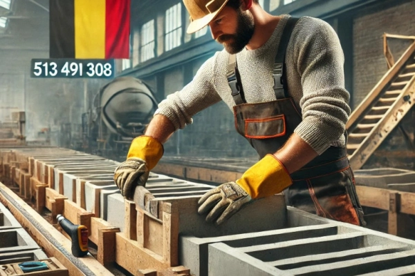 Pracownik produkcji prefabrykatów betonowych