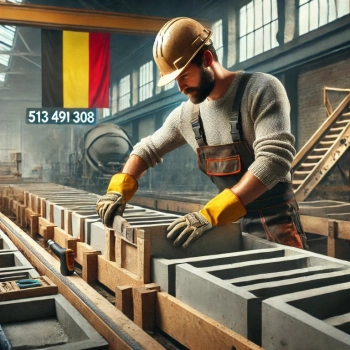 Pracownik produkcji prefabrykatów betonowych