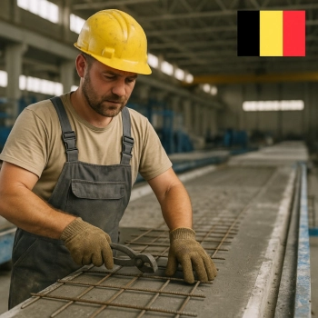 Pracownik produkcji prefabrykatów betonowych